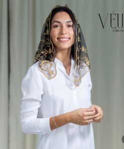 Véu Bordado Artesanal Dourado