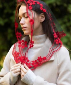 Velare Vermelho - Véu Artesanal